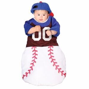 Halloween Cinema Secrets Home Run Baseball Bunting Costume 0-6 Mo Red White Blue